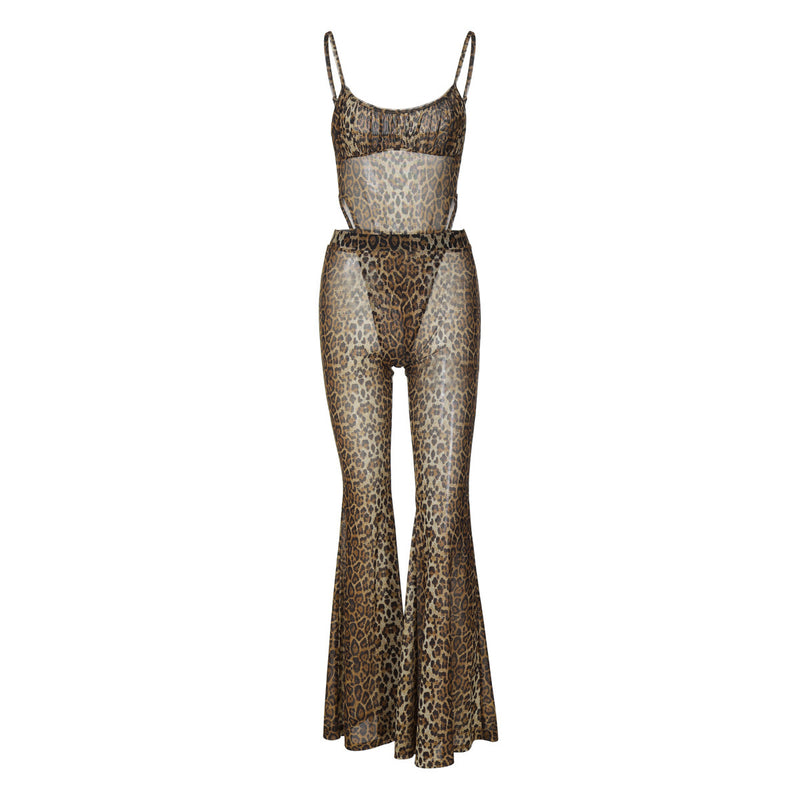Leopard Mesh Two-Piece Set