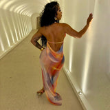 Halter Backless Mesh Dress