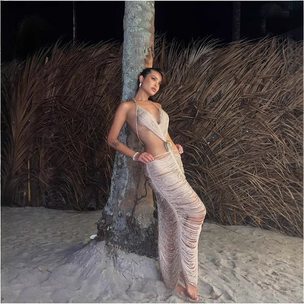 Tassel Halter Strap Dress