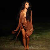 Collar Mesh See-through Dress