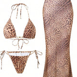 Leopard Three-piece Swim Set