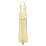 Halter V-neck Split Dress
