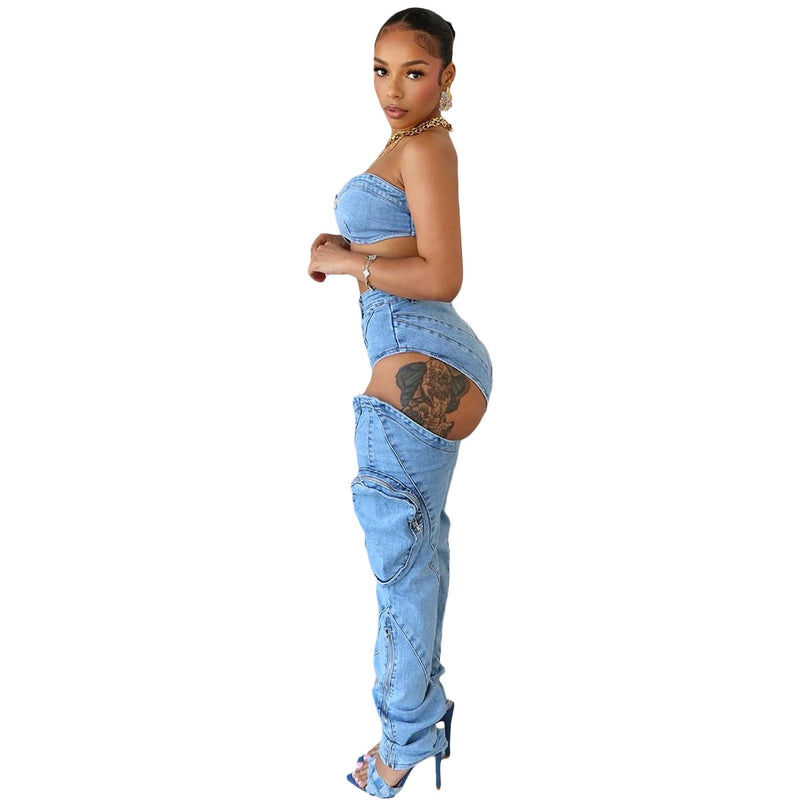 Denim Pants Set