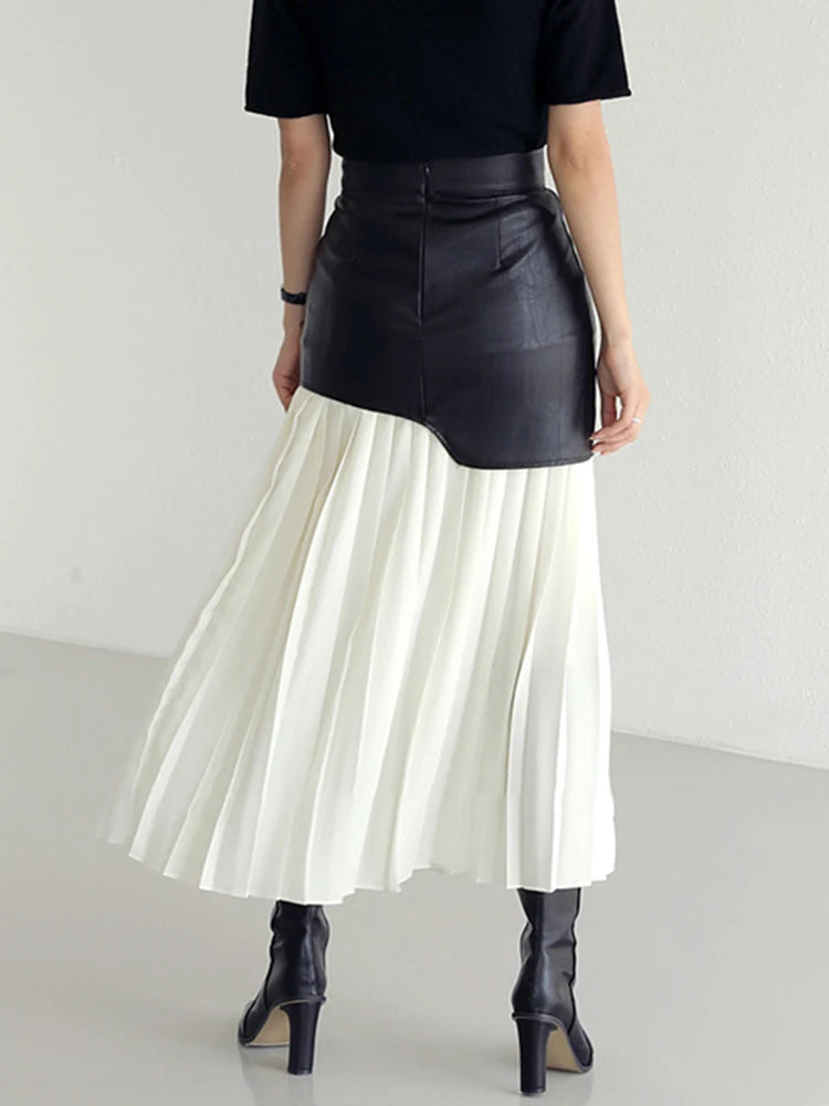 Pleated PU Skirt