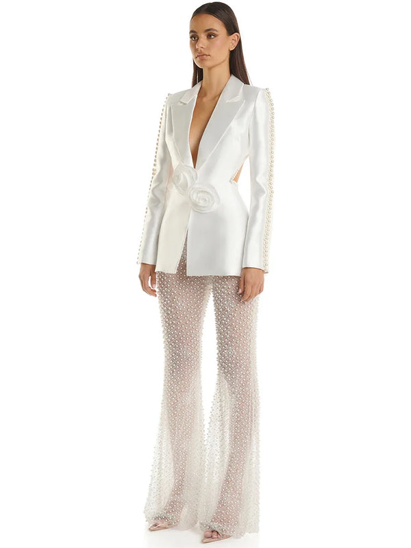 Pearls Beaded Blazer Pants Set