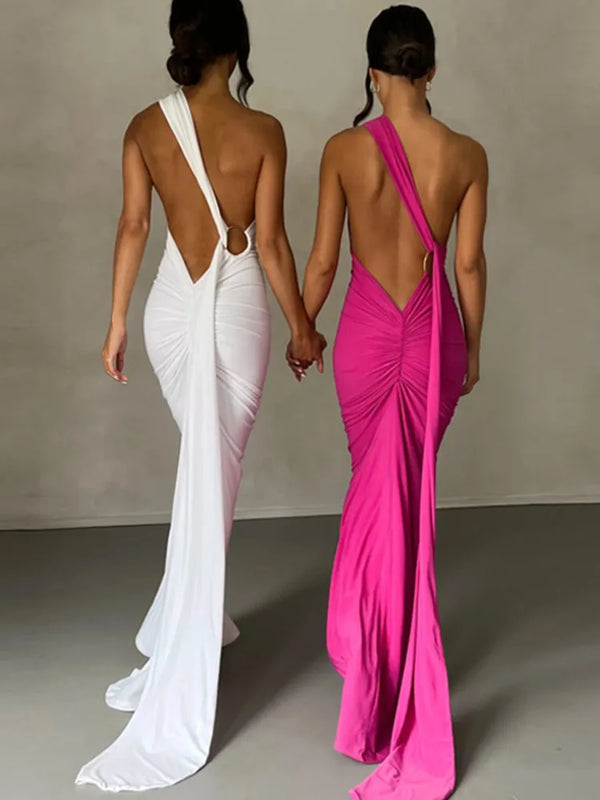 One Shoulder Backless Adjustable Dress