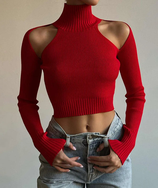 Ribbed Knit Cut Out Top