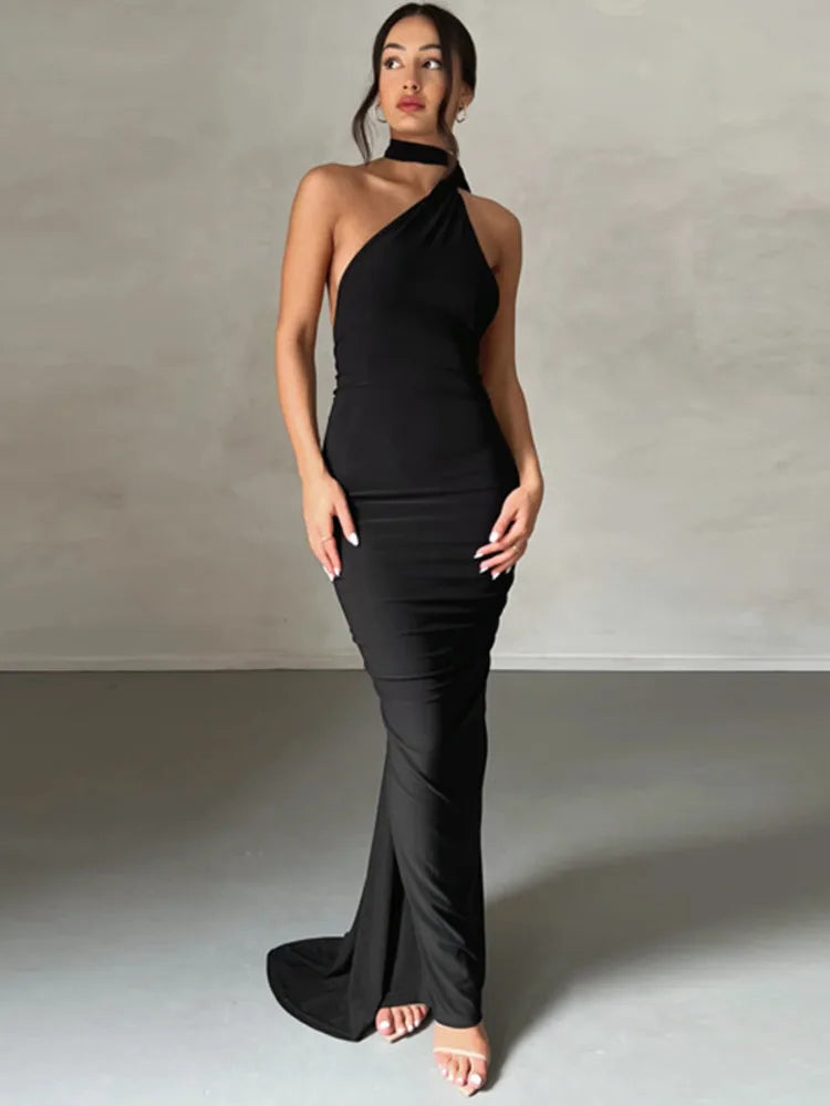 One Shoulder Backless Adjustable Dress