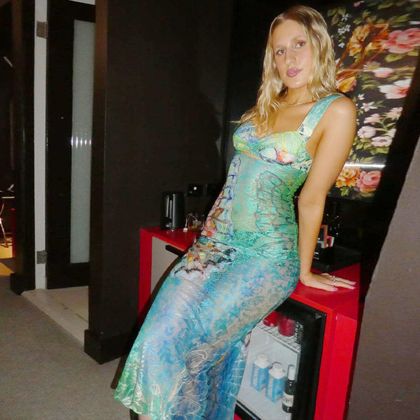 Lace Print Maxi Dress