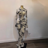 Mesh Floral Pleated Dress