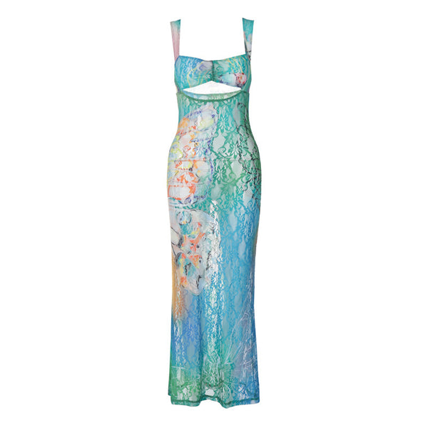 Lace Print Maxi Dress